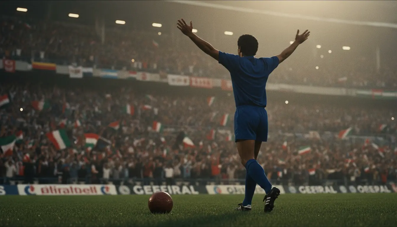 أسطورة تهديف خليجية تحتفل بتسجيل هدف في بطولة إقليمية لكرة القدم وسط جماهير الخليج