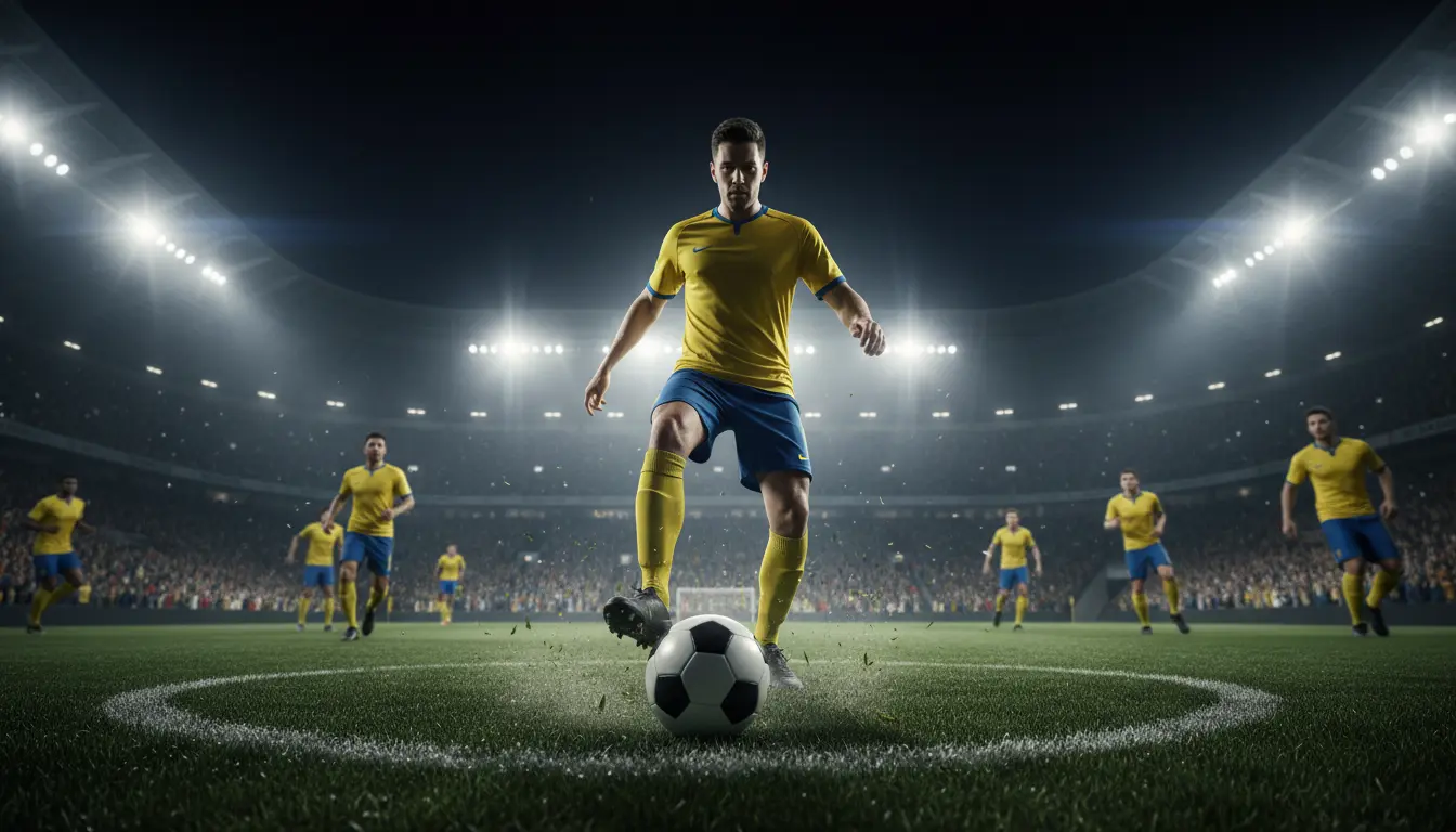 لاعب خط وسط يسيطر على الكرة في مباراة كرة قدم بالدوري السعودي