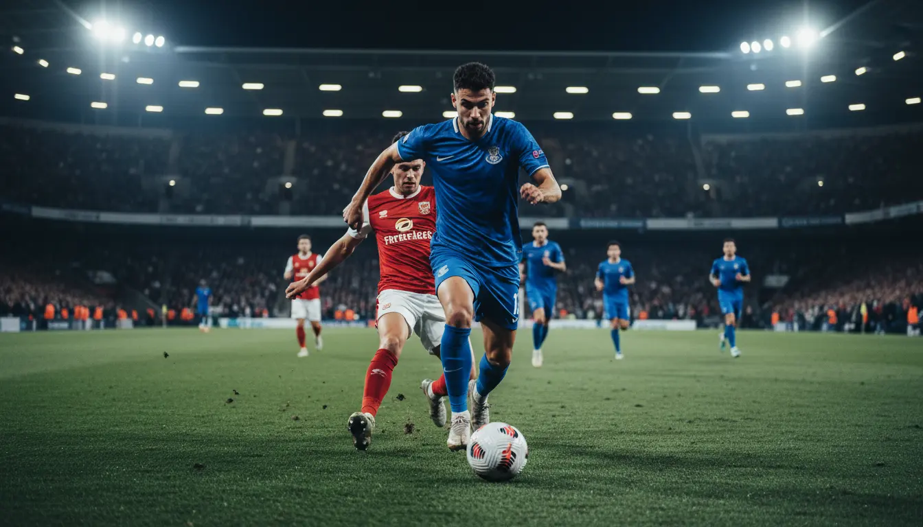 لاعب جناح سريع يراوغ بالكرة على طرف الملعب خلال مباراة في الدوري السعودي