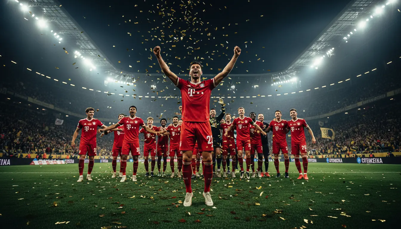 لاعبو بايرن ميونخ يحتفلون بحسم لقب الدوري الألماني 2026 مبكرًا داخل الملعب