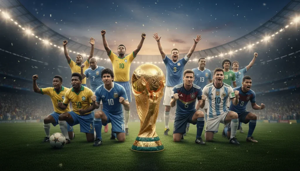 أكثر المنتخبات فوزًا ببطولة كأس العالم في مشهد كروي تاريخي ملحمي