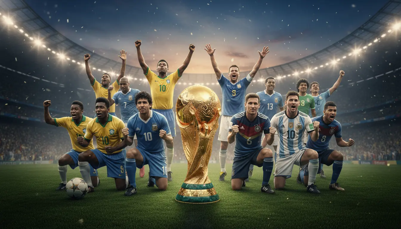 أكثر المنتخبات فوزًا ببطولة كأس العالم في مشهد كروي تاريخي ملحمي